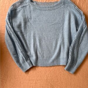Aerie Soft Blue Sweater with Lace Sleeves